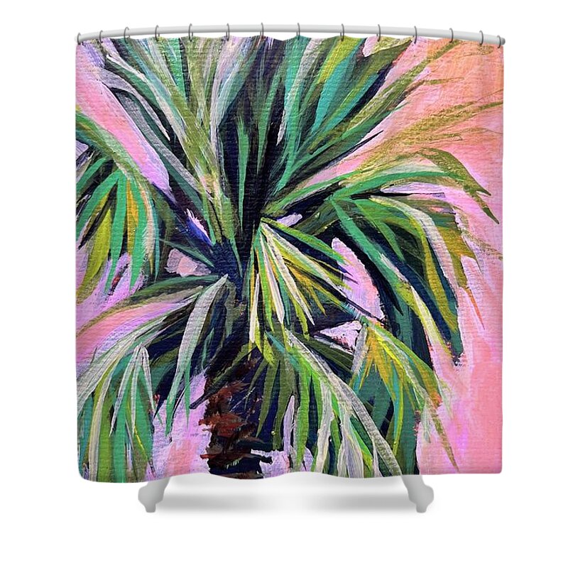 Palm Shower Curtain featuring the painting Pink by Kelly Smith