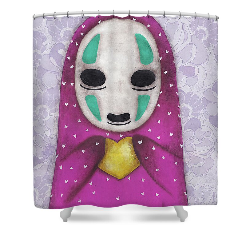 No Face Shower Curtain featuring the painting Pink No Face by Abril Andrade