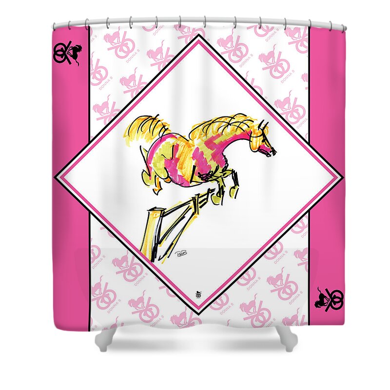 Horse Shower Curtain featuring the digital art Pink Pony Jumper by Donna Bernstein