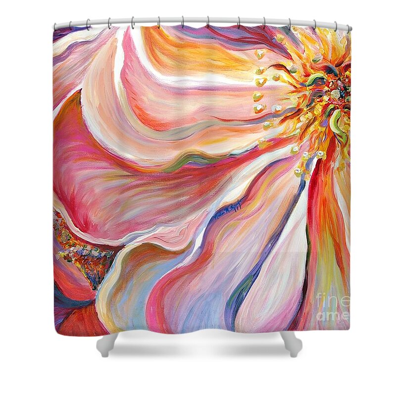 Pink Poppy Shower Curtain featuring the painting Pink Poppy by Nadine Rippelmeyer