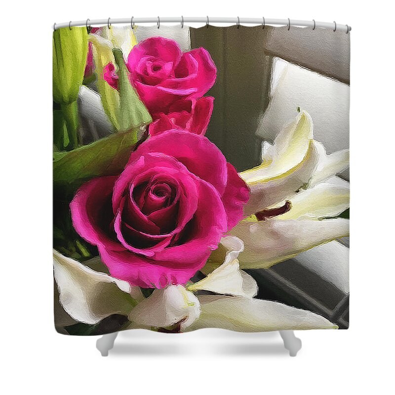 Roses Shower Curtain featuring the photograph Pink Roses by Brian Watt