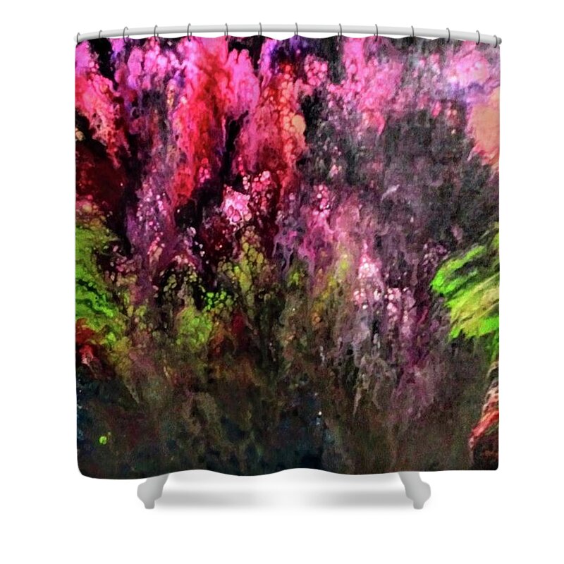 Pink Shower Curtain featuring the painting Pink Sky by Anna Adams