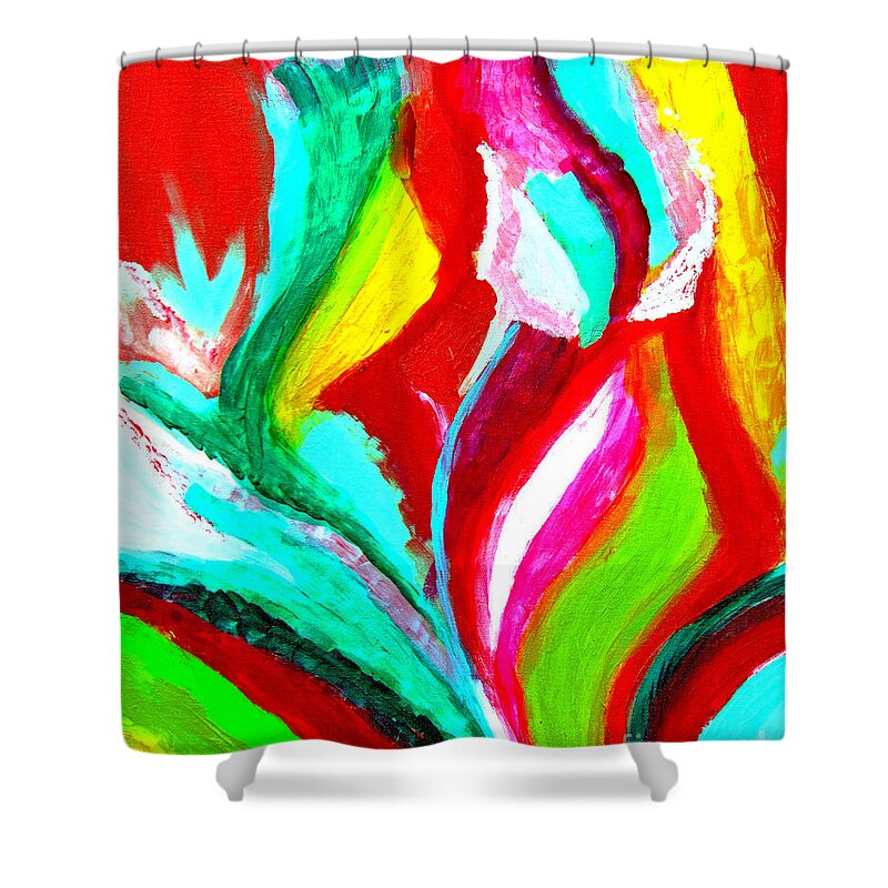 Abstractert Shower Curtain featuring the painting Pink Tulip Abstract by Genevieve Esson