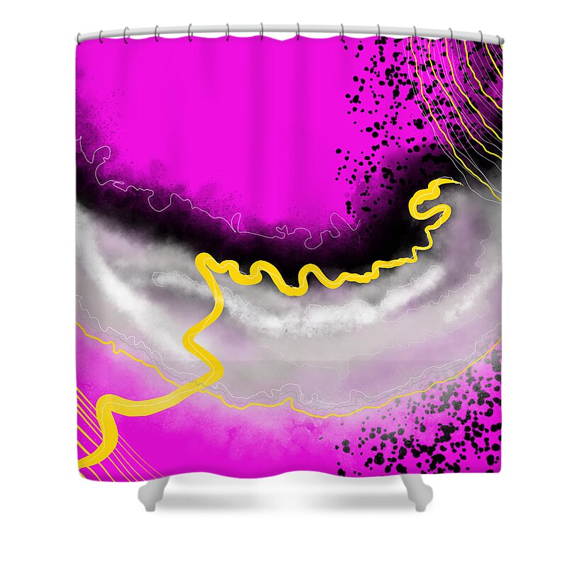 Neon Pink Shower Curtain featuring the digital art Pink Vibes by Amber Lasche