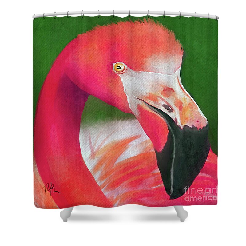 Flamingo Shower Curtain featuring the painting Pinkie by Tammy Lee Bradley