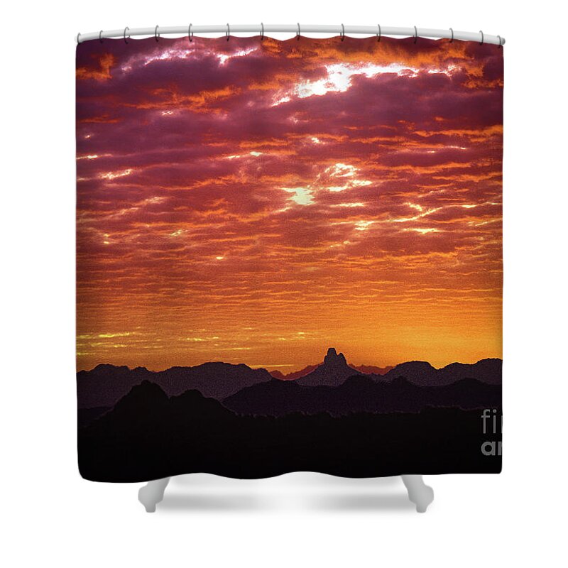 Arizona Shower Curtain featuring the digital art Pinnacle Peak by Anthony Ellis