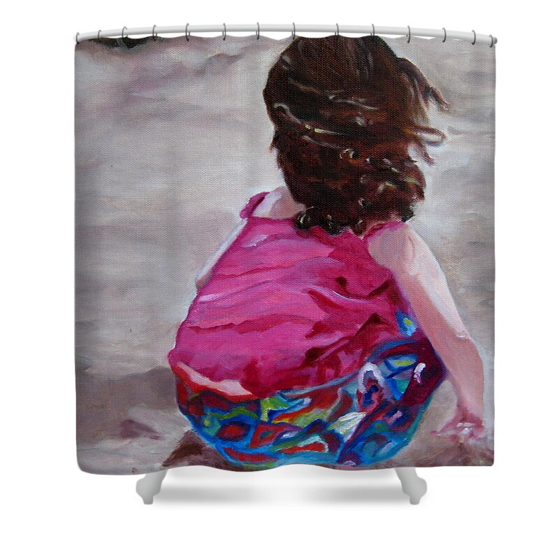 Child Shower Curtain featuring the painting Piper in Princeville by Juliette Becker