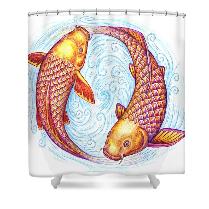Pisces Shower Curtain featuring the drawing Pisces by Rebecca Wang
