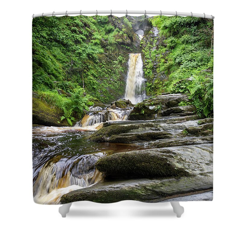 Pistyll Rhaeadr Shower Curtain featuring the photograph Pistyll Rhaeadr landscape 2 by Steev Stamford