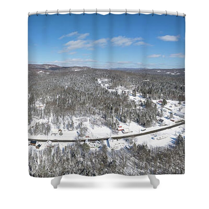 Landscape Shower Curtain featuring the photograph Pittsburg, New Hampshire - February 2022 Panorama by John Rowe
