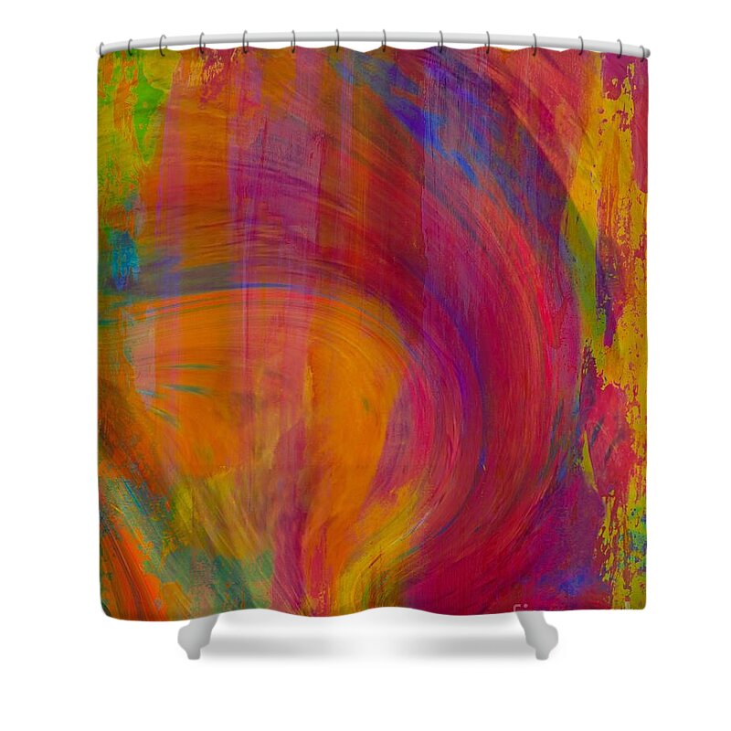 A-fine-art-painting Shower Curtain featuring the mixed media Pizzazz by Catalina Walker