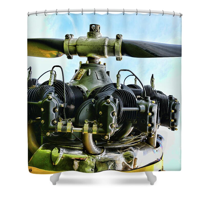 Paul Ward Shower Curtain featuring the photograph Plane-Air Cooled Radial Engine a different view by Paul Ward