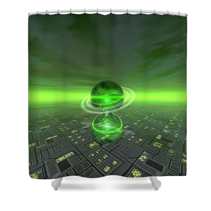 Saturn Shower Curtain featuring the digital art Planetary Reflections by Phil Perkins