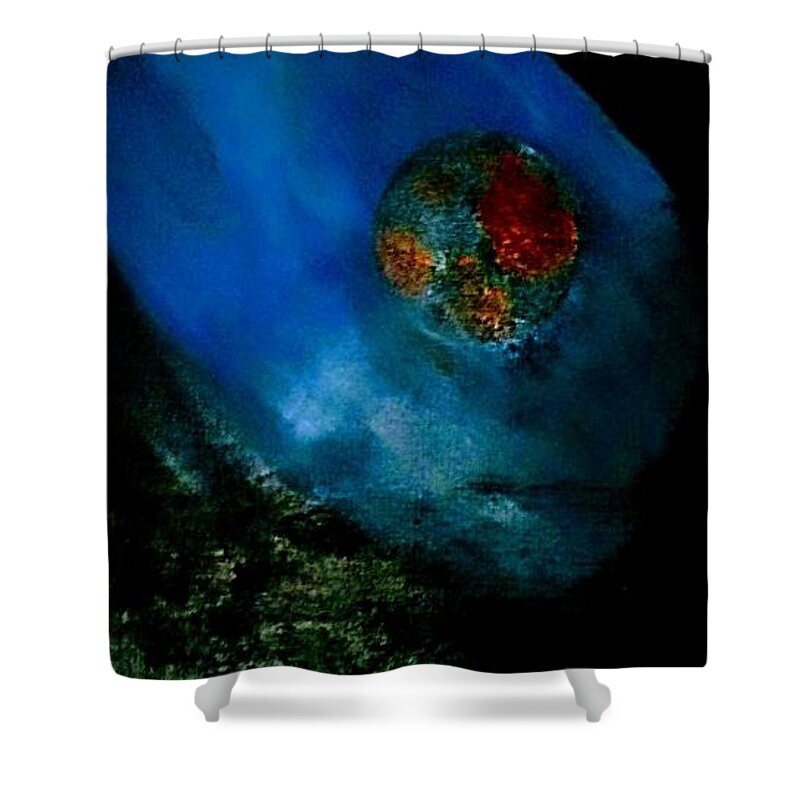 Planets Shower Curtain featuring the painting Planets Aligned by Anna Adams