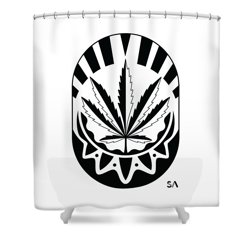 Black And White Shower Curtain featuring the digital art Plant by Silvio Ary Cavalcante