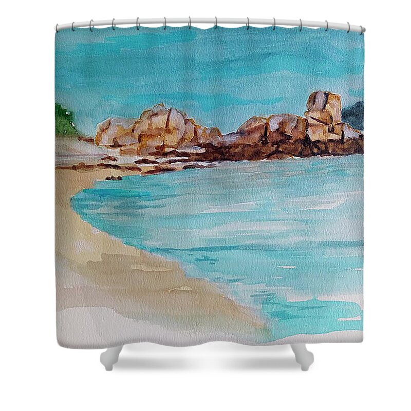 Playa Shower Curtain featuring the painting Playa by Carlos Jose Barbieri