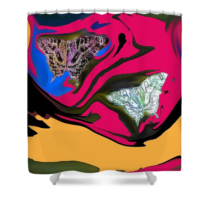 Butterfly Shower Curtain featuring the digital art Pleasant Adriftness by Andy Rhodes