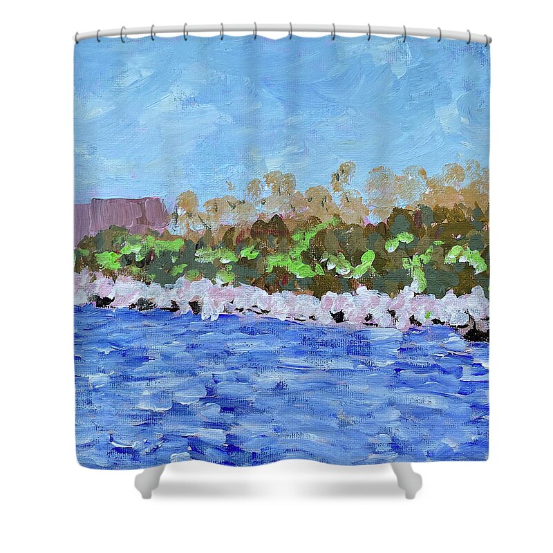  Shower Curtain featuring the painting Plein Air Blossoms by John Macarthur