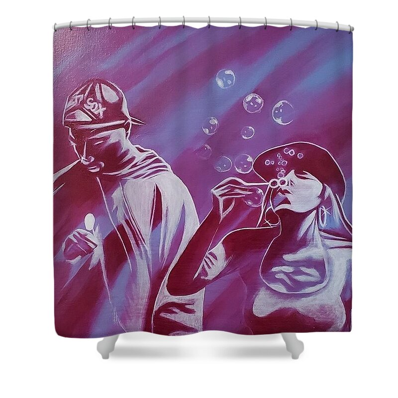 Hiphop Shower Curtain featuring the painting Poetic Justice by Ladre Daniels
