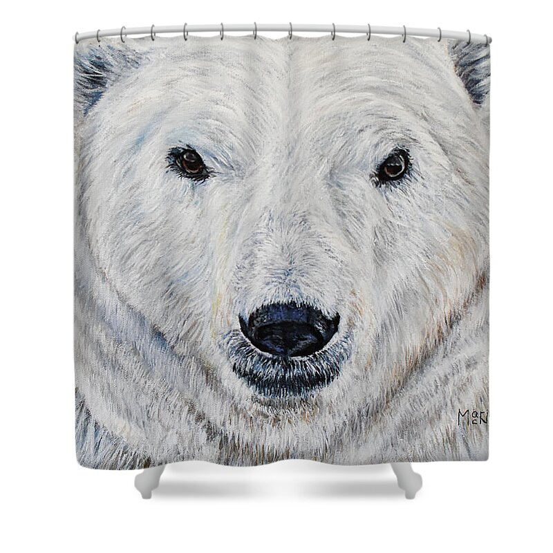 Hypercarnivores Shower Curtain featuring the painting Polar Bear - Churchill by Marilyn McNish