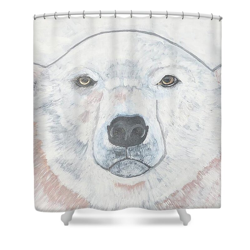  Shower Curtain featuring the painting Polar Bear by Jam Art