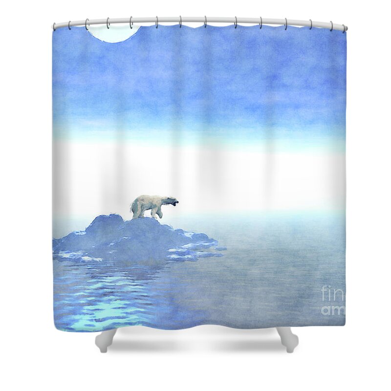 Polar Bear Shower Curtain featuring the digital art Polar Bear On Iceberg by Phil Perkins