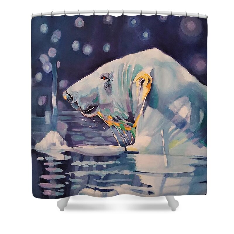 Polar Bear Shower Curtain featuring the painting Polar Chill by Jean Cormier