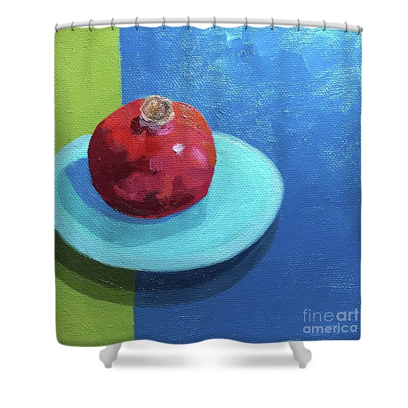 Pomegranate Shower Curtain featuring the painting Pomegranate by Anne Marie Brown