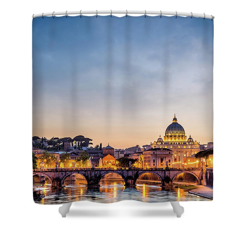 Rome Shower Curtain featuring the photograph Ponte Sant' Angelo by Alexios Ntounas