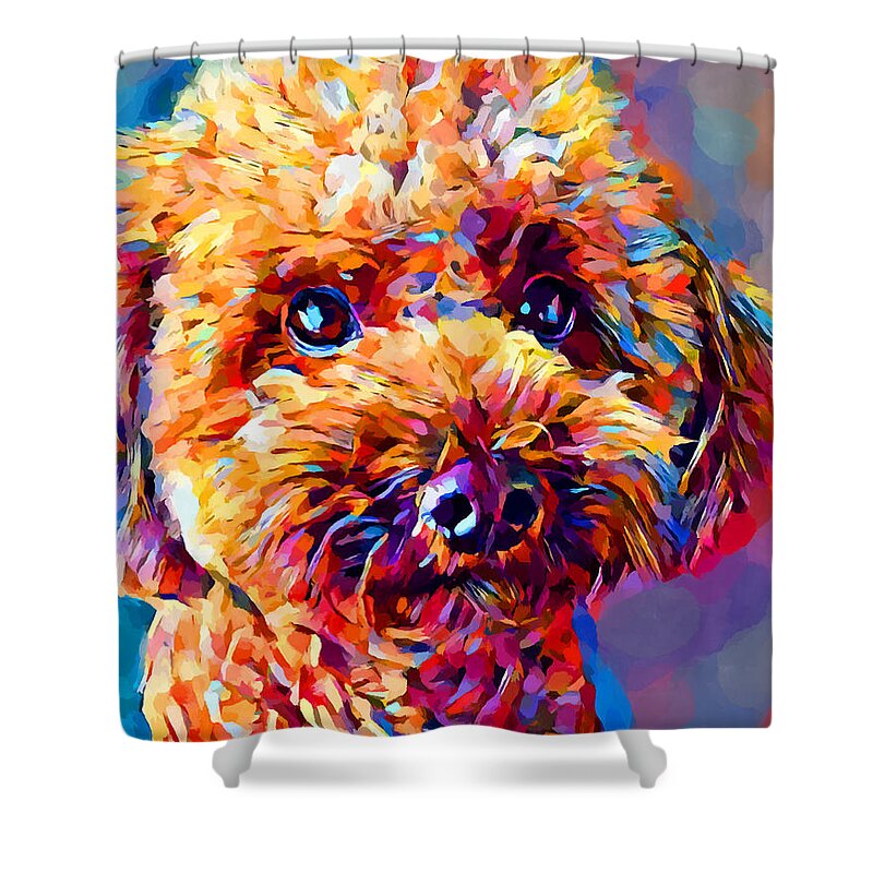 Dog Shower Curtain featuring the painting Poodle 2 by Chris Butler