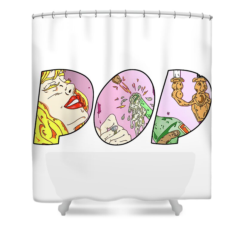 Illustration Shower Curtain featuring the digital art POP from the Modern Mythos Series by Christopher W Weeks