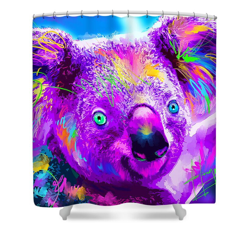 Koala Shower Curtain featuring the painting pOpKoala LaLa by DC Langer