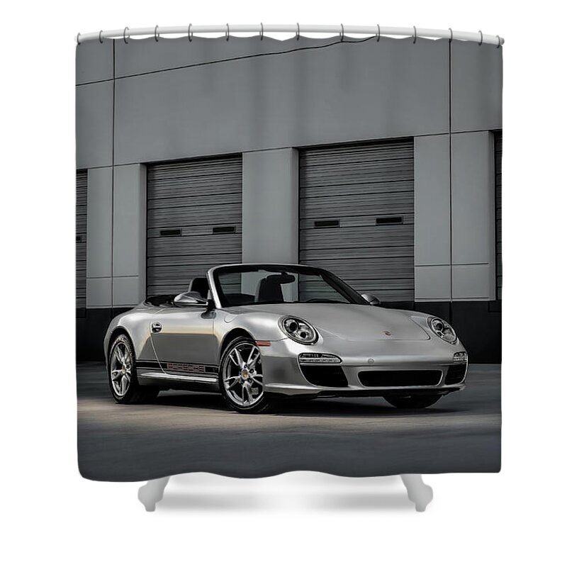 Porsche Shower Curtain featuring the digital art Porsche 997-911 Carrera Cabriolet by Douglas Pittman