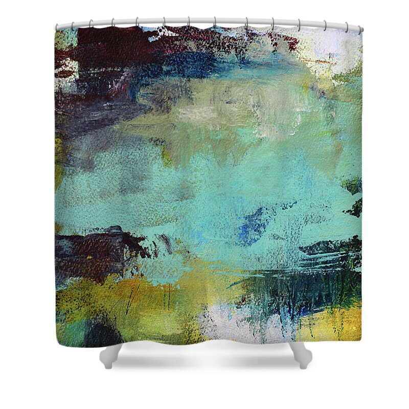 Landscape Shower Curtain featuring the painting Port Bound Tanker by Melody Cleary
