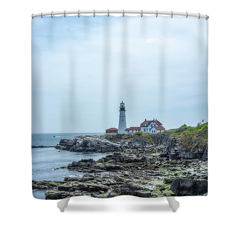 Lighthouse Shower Curtain featuring the photograph Portland Head Light 2 by Cindy Robinson