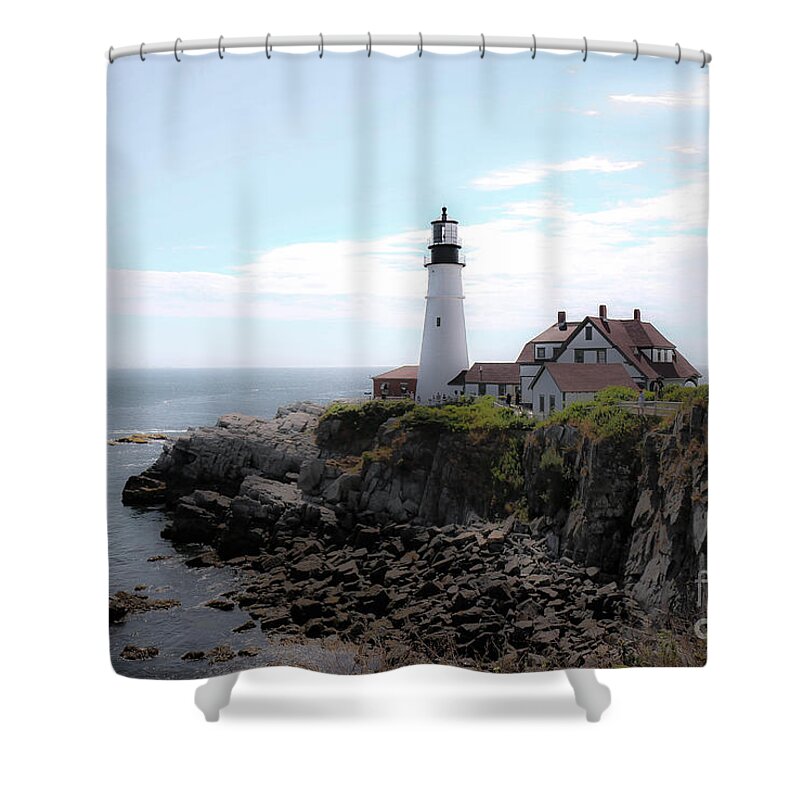 Portland Shower Curtain featuring the photograph Portland Head Lighthouse Maine by Veronica Batterson