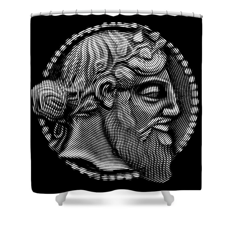 Famous Shower Curtain featuring the digital art portrait of Dionysus aka Bacchus , God of winemaking and wine by Cu Biz