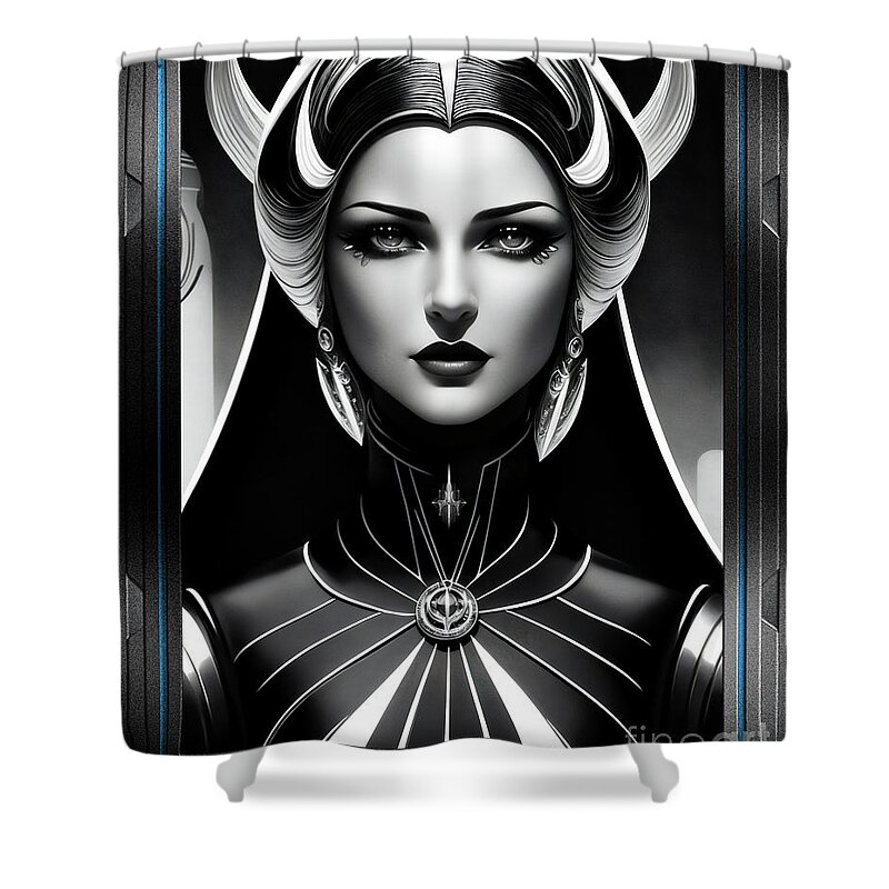 Empress Alestra Shower Curtain featuring the painting Portrait Of Empress Alestra Of The Delkan Empire Alluring AI Concept Art by Xzendor7 by Xzendor7