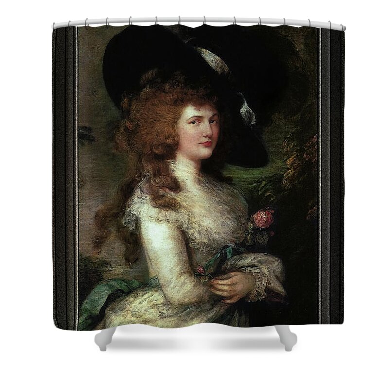 Portrait Of Georgiana Shower Curtain featuring the painting Portrait of Georgiana, Duchess of Devonshire by Thomas Gainsborough by Rolando Burbon
