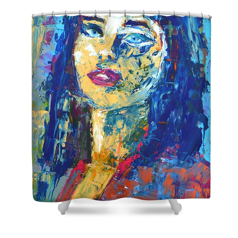  Shower Curtain featuring the painting Portrait Study 1 by Chiara Magni