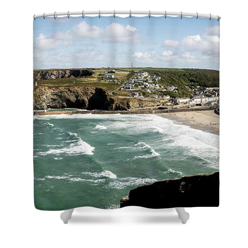 Cornwall Shower Curtain featuring the photograph Portreath beach Cornwall by Sonny Ryse