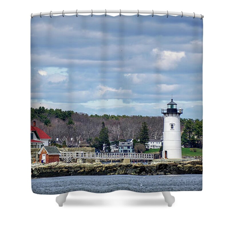 Portsmouth Harbor Lighthouse Shower Curtain featuring the digital art Portsmouth Harbor Lighthouse by Deb Bryce