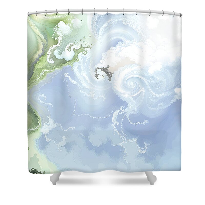 Poseidon Enosichthon Shower Curtain featuring the mixed media Poseidon Enosichthon by John Emmett