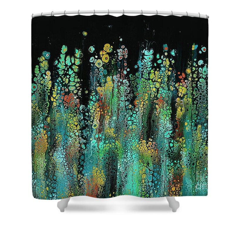 Abstract Shower Curtain featuring the painting Poseidon's Garden by Lucy Arnold