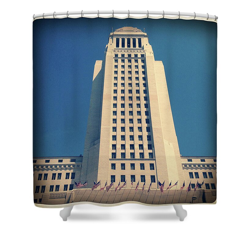 Architecture Shower Curtain featuring the photograph Postcard from LA by Mark David Gerson