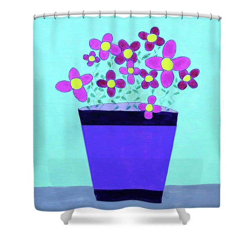 Flowers Shower Curtain featuring the painting Potted Flowers by Deborah Boyd