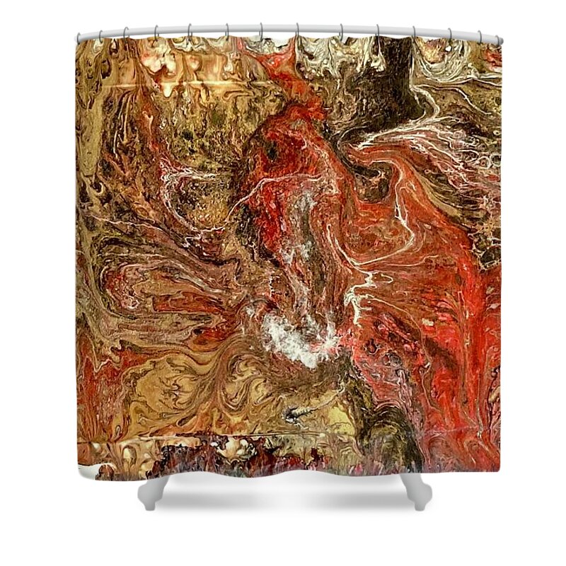 Acrylic Shower Curtain featuring the painting Pour II The Phoenix by David Euler