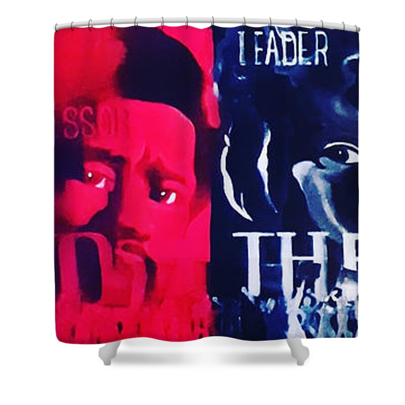The Real Black Panther Party Enhanced Shower Curtain featuring the painting Power2thePeople by Femme Blaicasso