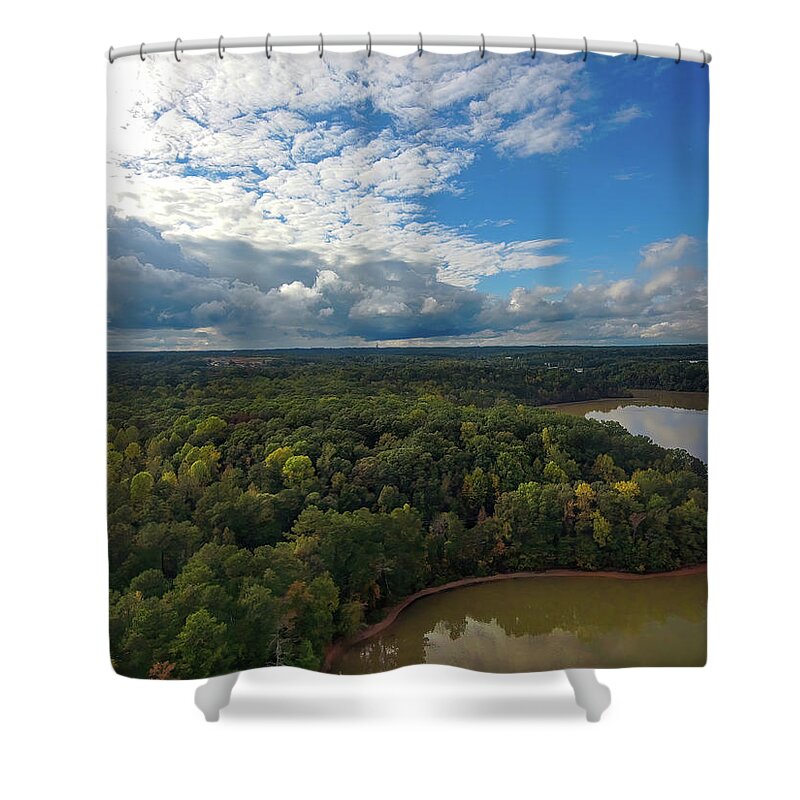 River Shower Curtain featuring the photograph Powerful Clouds over Sweetwater Creek by Marcus Jones