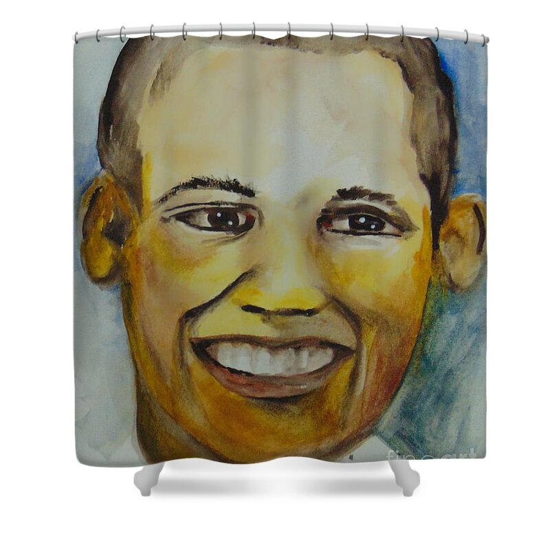 Politics Shower Curtain featuring the painting President Barack Obama by Saundra Johnson